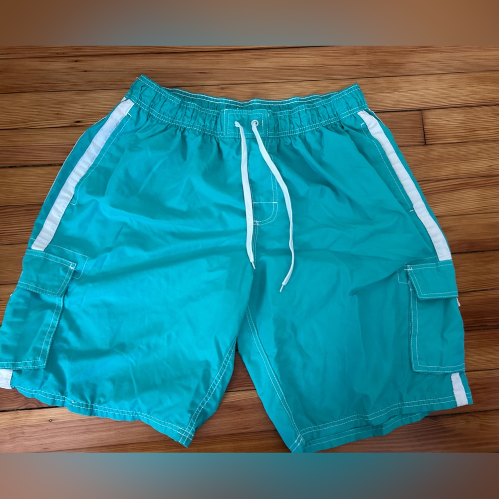 Kanu Surf Aqua Cargo Swim Shorts with White Stripes
